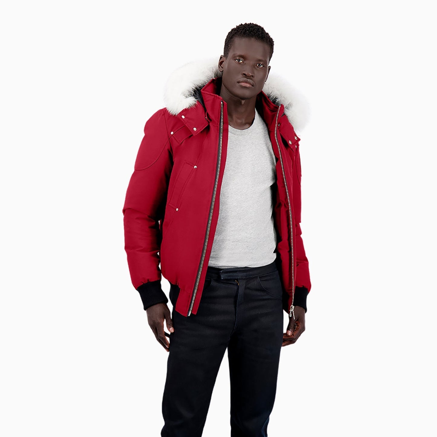 Men's Balistic Bomber Zip-Up Fur Jacket