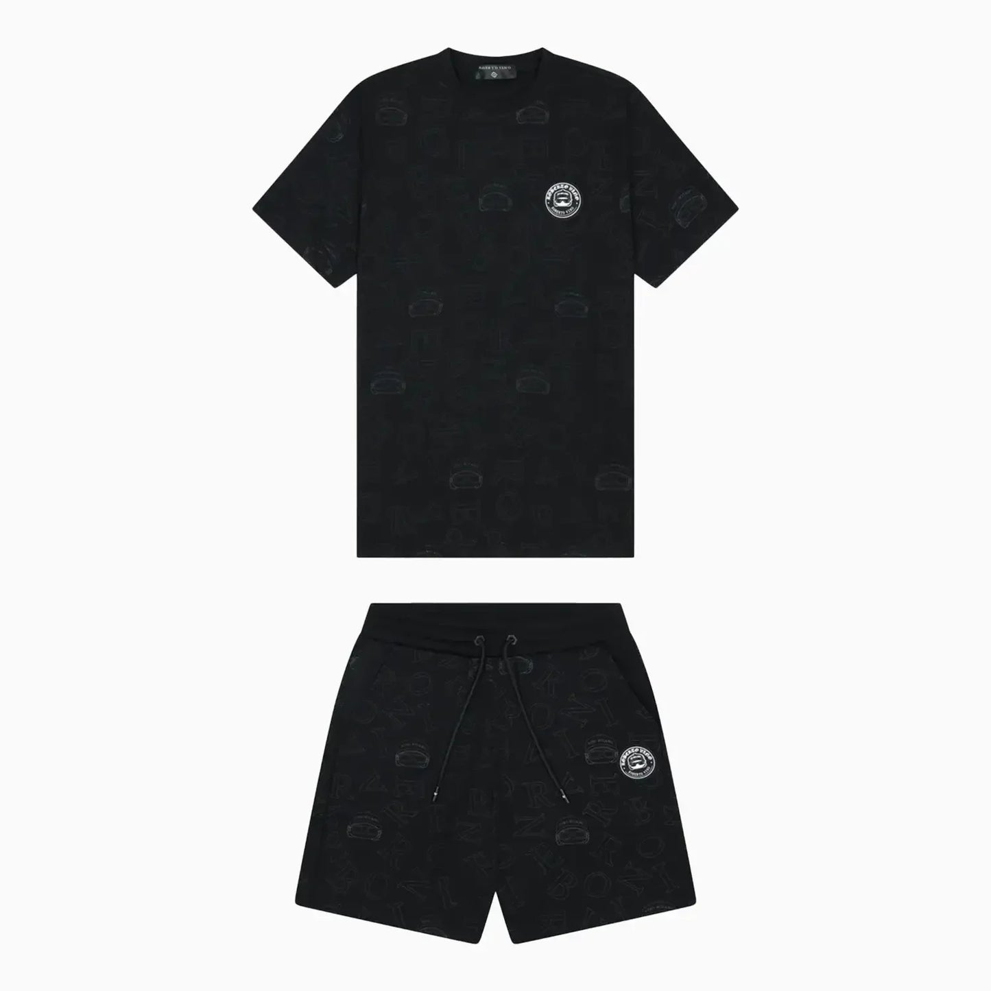 Men's Black All-Over Logo Print Co-Ord Set